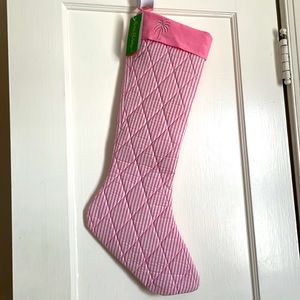 Lilly Pulitzer • Christmas quilted pink seersucker stocking